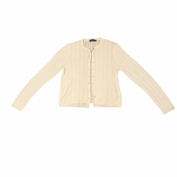 Vineyard Vines 100% Cashmere Cable Knit Cardigan Sweater Cream Small - Picture 2 of 5